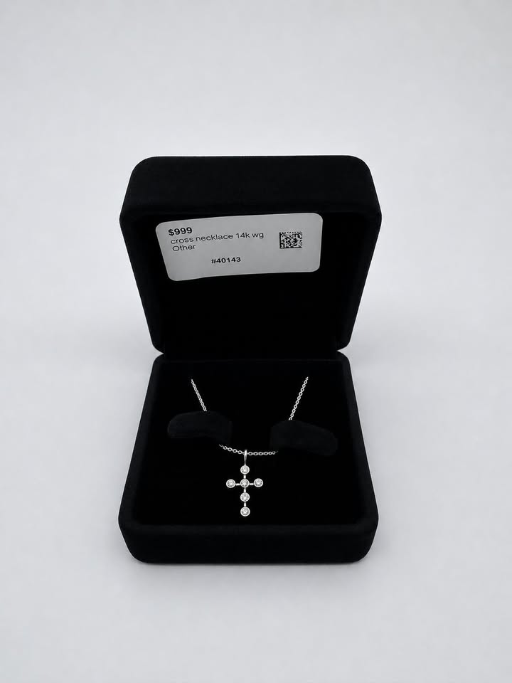 14K WG cross necklace