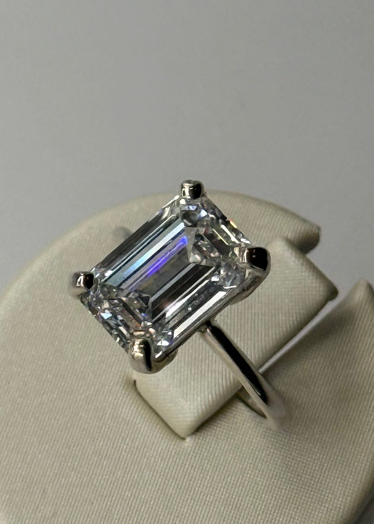 6 CT Lab-Grown Emerald-cut Diamond Solitaire Ring - 14K White Gold