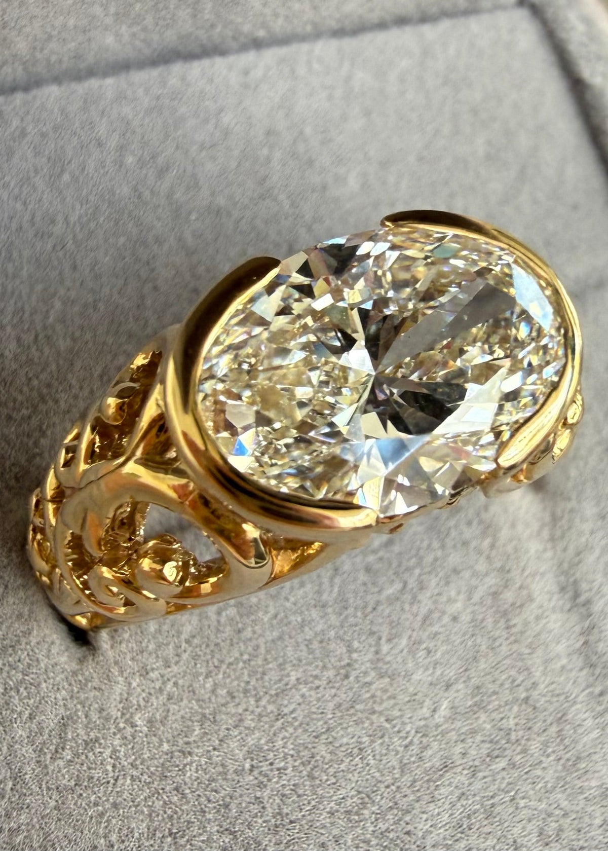 3.57 CT Oval Lab-Grown Ring | 14K Yellow Gold